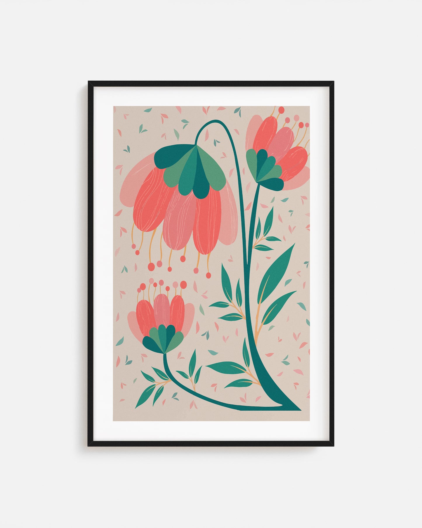 Cuadro de Lámina de Flores decorativa impreso y enmarcado