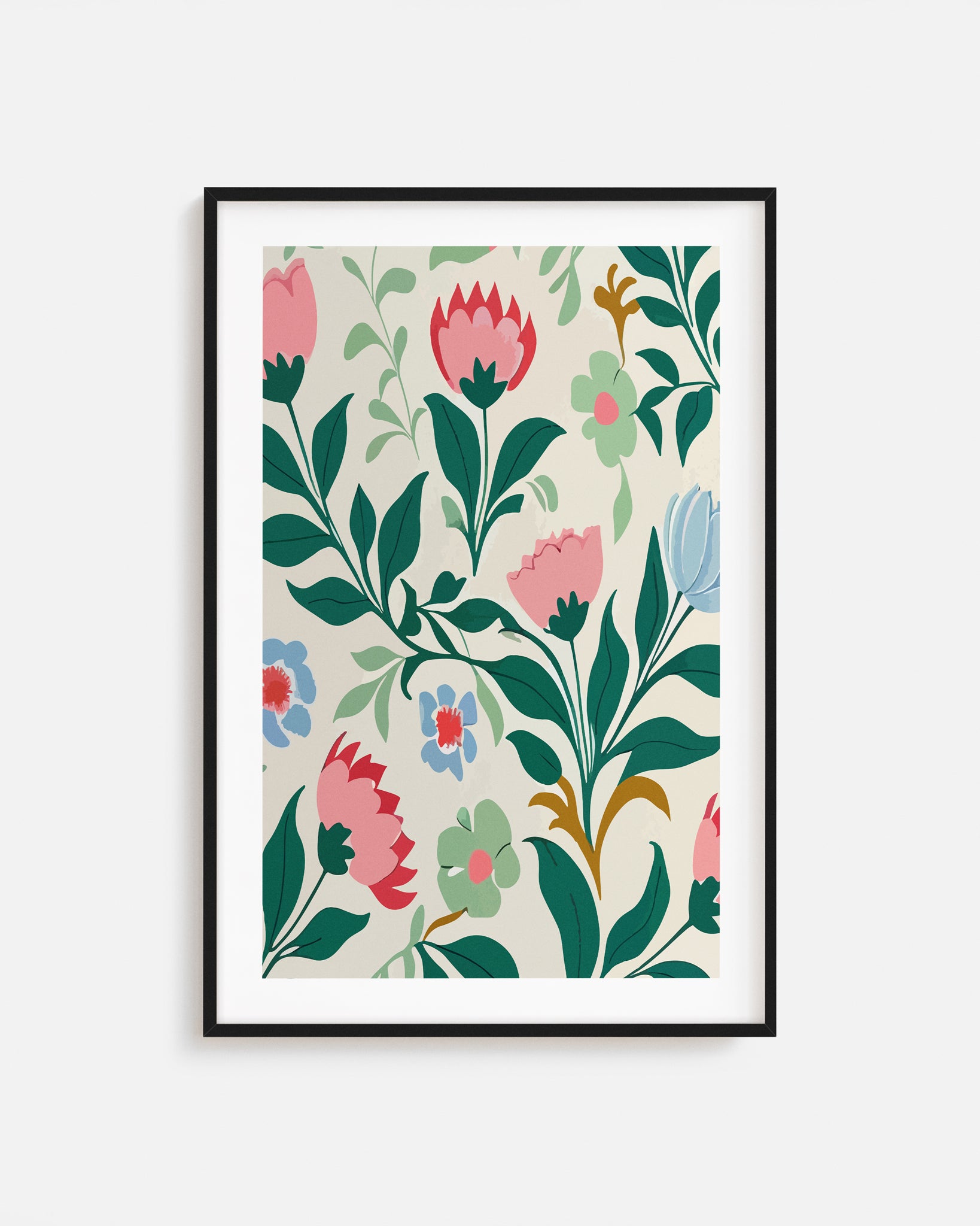 Diseño de Flores Impreso y Enmarcado