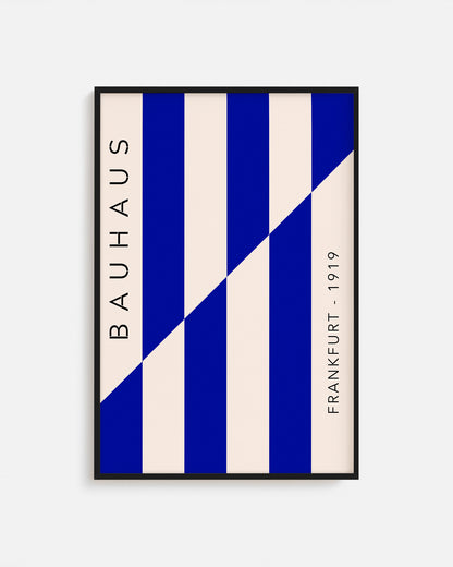 Cuadro Bauhaus con rayas azul cobalto y corte diagonal