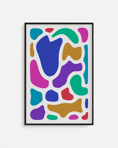 Diseño a color de arte abstracto, impreso y enmarcado